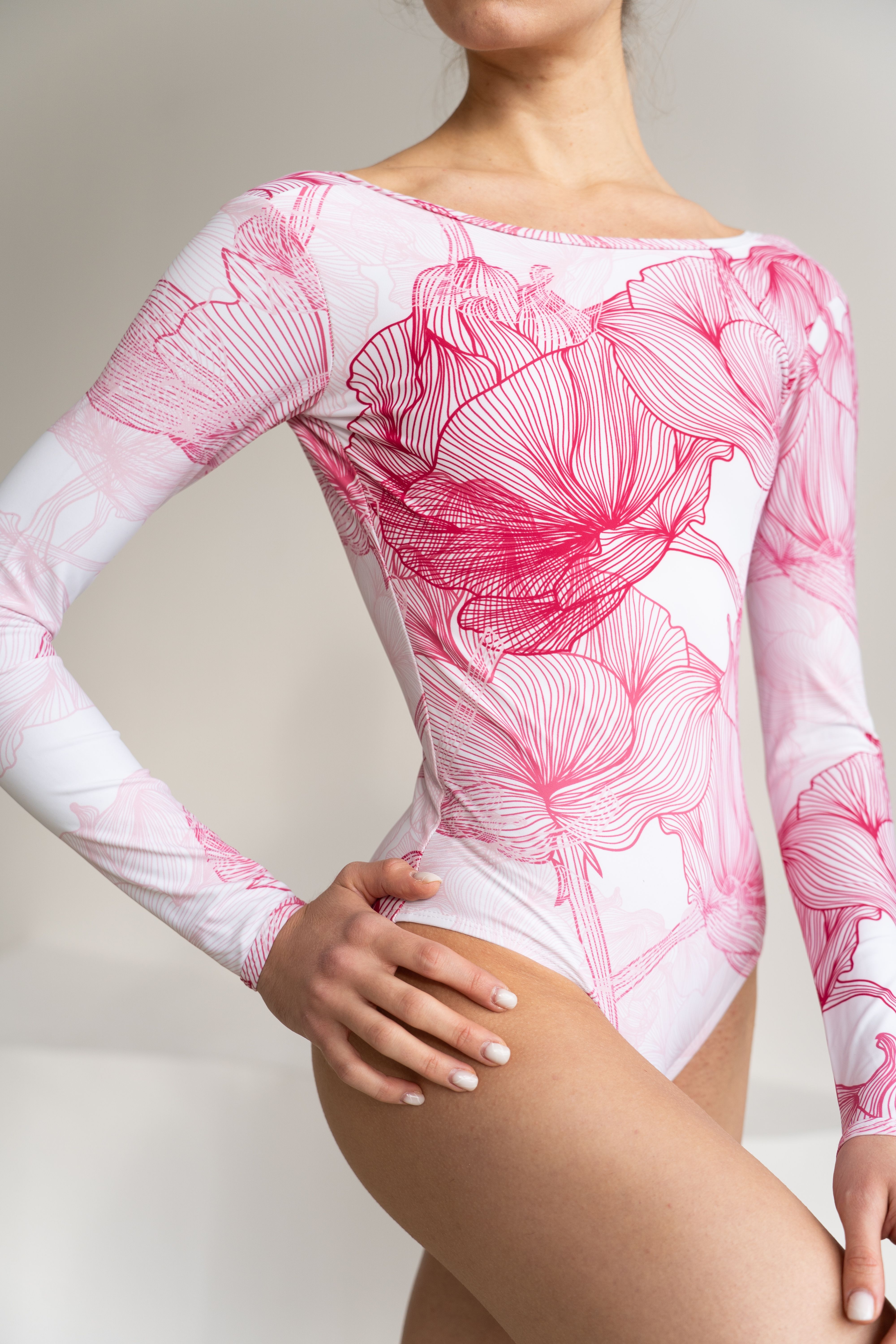 Leotard Elis Print XS Pink Flowers 