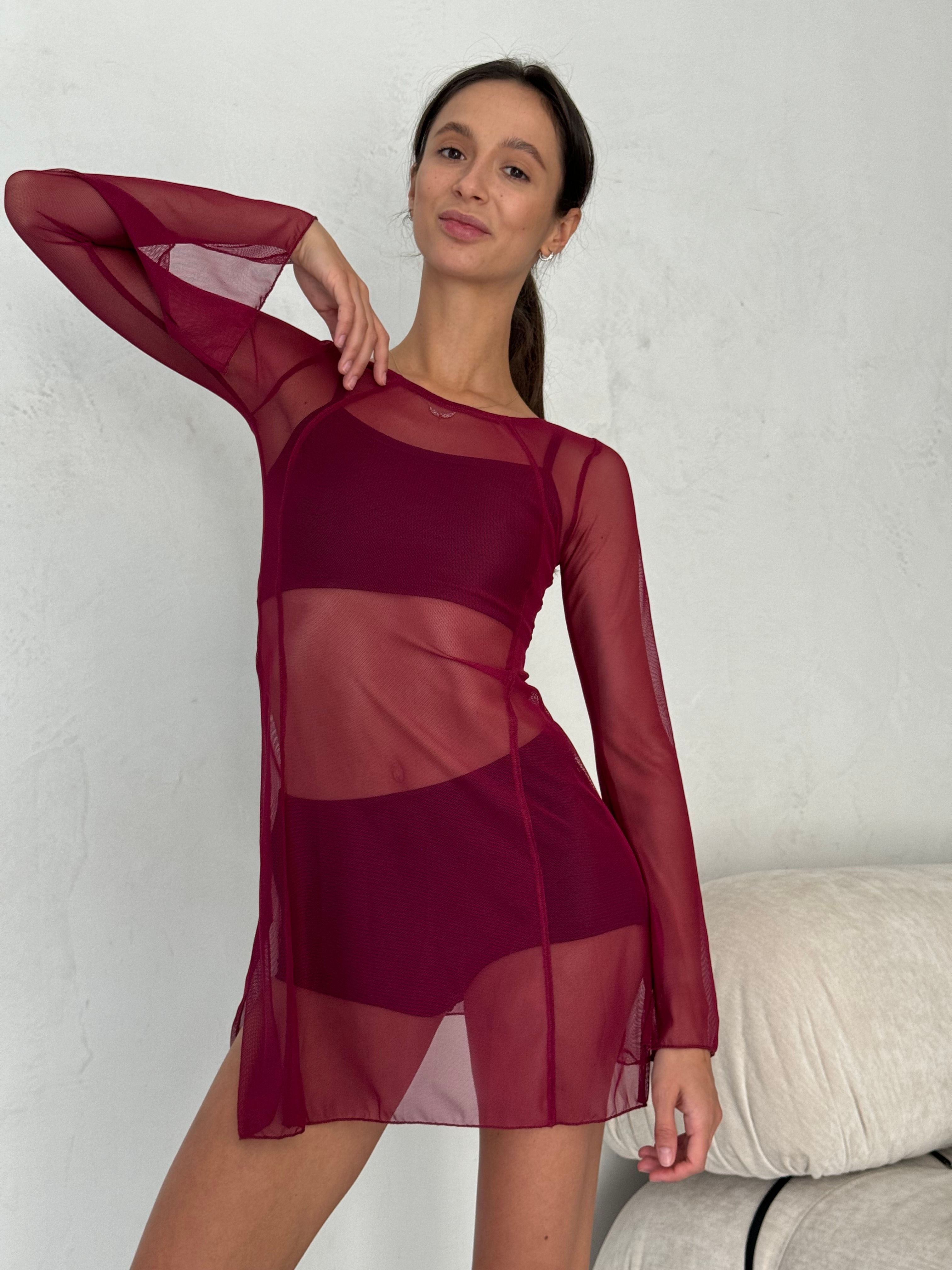 Mesh Tunic - Bordo