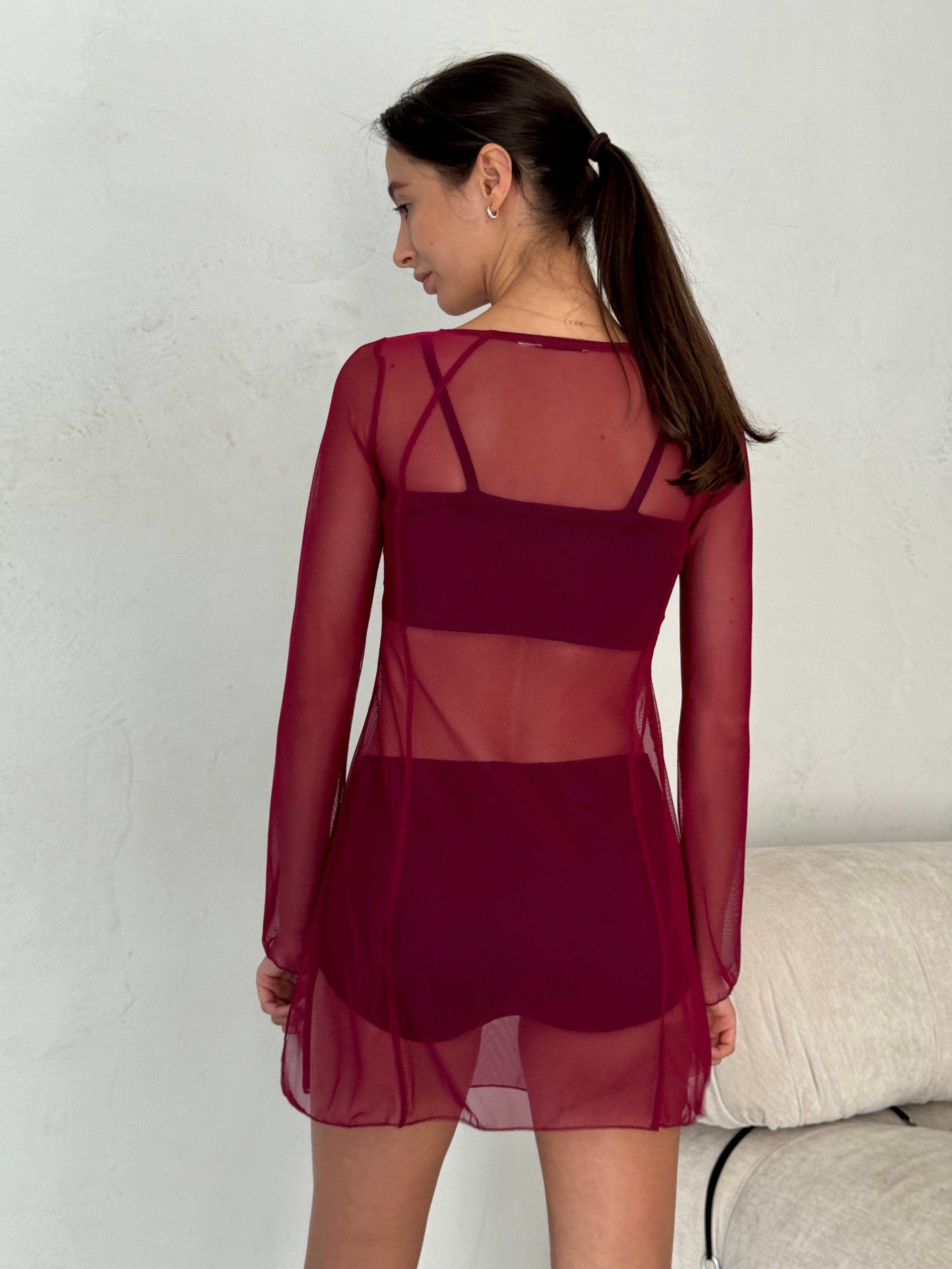 Mesh Tunic XS Bordo